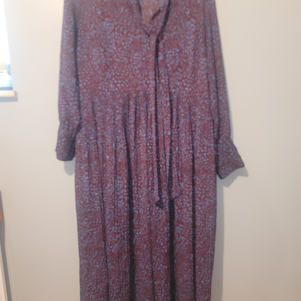a new day Long Sleeve Purple Patterned Dress